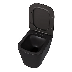Унитаз подвесной Taliente Коррето (Correto) CR25200 Nero черный матовый с сиденьем микролифт смыв воронка-водоворот